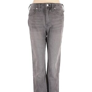 Madewell Light Grey Stretch Straight Skinny Jeans Raw Hem